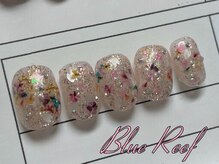 ネイルアンドまつげエクステ ブルーリーフ 四谷三丁目店(Blue Reef)/キラキラ押し花ネイル