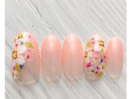 春ネイル お花 ドライフラワー