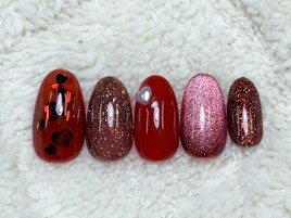 ハートホロ埋め込みネイル