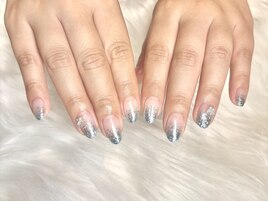 ラメグラデーション×蝶々