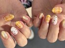 夏色チェックネイル