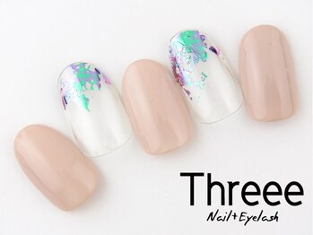 スリーネイルプラスアイラッシュ(Threee Nail+Eyelash)/オーロラホイルネイル