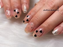 アミカ ネイル(amica nail)/Bコース　ラメグラデ・ハート