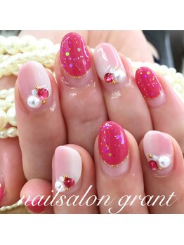 グラント(NAIL SALON&SCHOOL grant)/輝くホイル×上品パールネイル