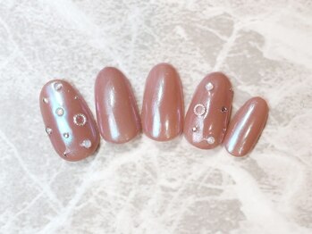 ベージュ×オーロラミラー