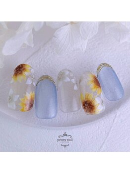 ピオニーネイル(peony nail)/夏空に咲くひまわり