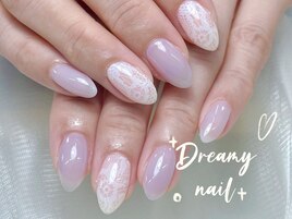 ワンカラーネイルxレースネイル