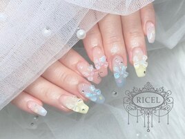 パステルカラーリボンネイル