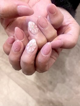 春クリアフラワーネイル