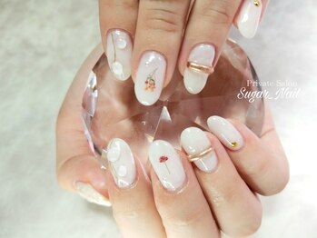 シュガーネイル(sugar nail)/シアーお花ネイル