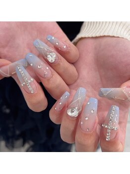 モカ 心斎橋(moca by Lee)/【Aina】水色グラデネイル