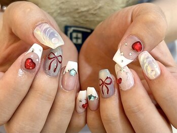 ジェミーネイル シンジュク(Jemiy nail shinjuku)/【Miku】個性派フレンチ夏リボン