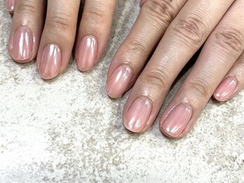 ツヤ感 ピンクパールネイル