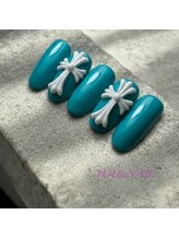 ユウネイル(YOU由NAIL)/立体クロム×ターコイズブルー