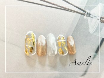 アメリ(Amelie)/白/ゴールド/天然石/夏