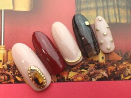 透けチェック&ドットネイル