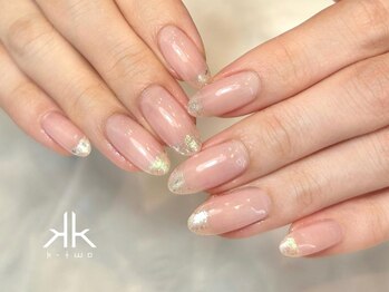 ケーツーネイル(k-two nail)/オーロラフレークフレンチ(みな)