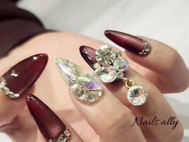 ボルドー×マグネット×ビジュー