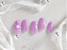 パープルの爪屋/ぷっくりフラワーネイル