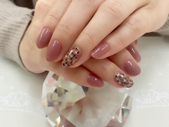 プルミエ ネイル(Premier Nail)/ツイード柄&マチュアローズ