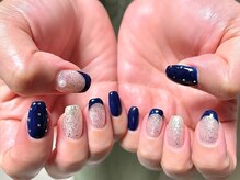 ネイルサロンアンドスクール ミュー(Nail Salon & school mieux)/ネイビーフレンチデザイン