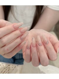 ヌードピンクラメラインネイル