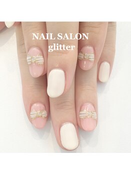 ネイルサロン グリッター(NAIL SALON glitter)/キュートなリボンネイル