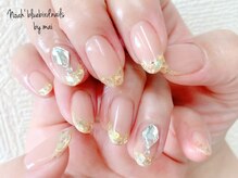 ノアブルーバードネイルズ(Noah' bluebird .nails)/ガラスフレンチ＋ビジュー