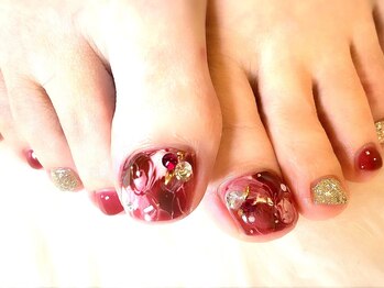 アミュリー ネイル アトリエ(Amury nail atelier)/ボルドー マーブル ニュアンス