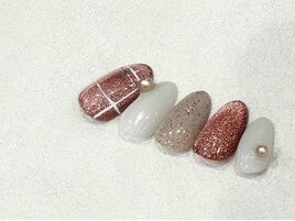 チェック柄ネイル/パ-ルデザイン