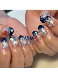 夏金魚×花火×マーメイドネイル
