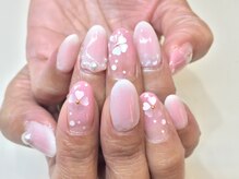 ラリュールネイル(L'Allure nail)/ほんのり桜チークネイル￥8200