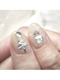 ホワイトラメの冬ネイル♪