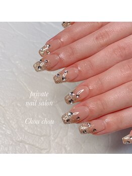 シュシュ(Chou chou)/ゴールドラメ×スワロでシンプル