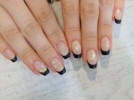 ＊オーロラホロ＊黒フレンチ＊