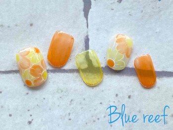 ネイルアンドまつげエクステ ブルーリーフ 四谷三丁目店(Blue Reef)/クリアフラワーネイル