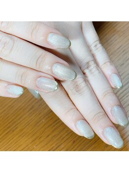 カコラネイル(kacola nail)/マグネット ＋ ミラーフレンチ