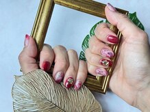 エルマナ(HERMANA)/ボルドー×天然石ネイル