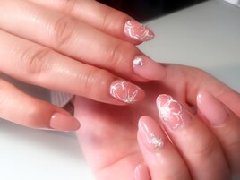 ピンクフラワーネイル