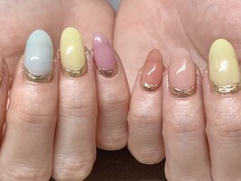 春カラフルネイル