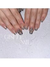 ジゼルネイル(Gisele Nail)/ガラスフレンチ×リボン