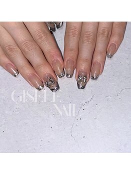 ジゼルネイル(Gisele Nail)/ガラスフレンチ×リボン
