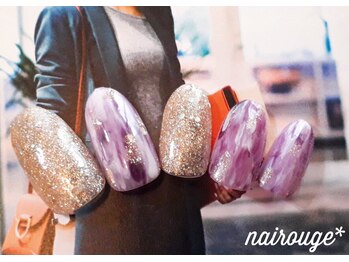 ネイル―ジュ 札幌大通店(nairouge*)/パープル×縦マーブルネイル♪