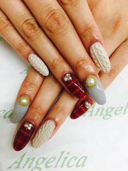 ネイルサロン アンジェリカ(Angelica)/No.16 チェック柄★ニット柄