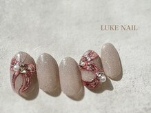 ルークネイル(LUKE NAIL)/ミラーリボンネイル　春ネイル