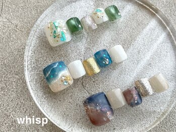 ウィスプ(WHISP)の写真/定額デザインで大人のキラキラネイルもお任せ◎ワンランク上の足元へ♪プチマッサージサービスも好評！