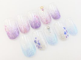 ラメグラデ+シェル