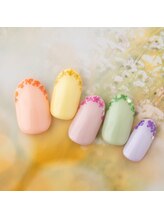 ラ カゼッタ(La casetta)/カラフル押し花フレンチネイル