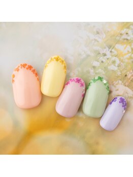 ラ カゼッタ(La casetta)/カラフル押し花フレンチネイル
