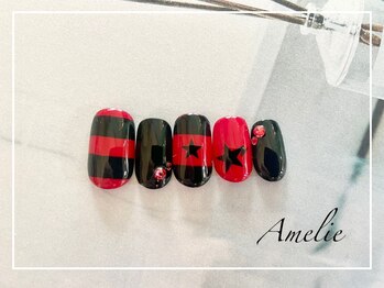 アメリ(Amelie)/赤/黒/ボーダー/☆